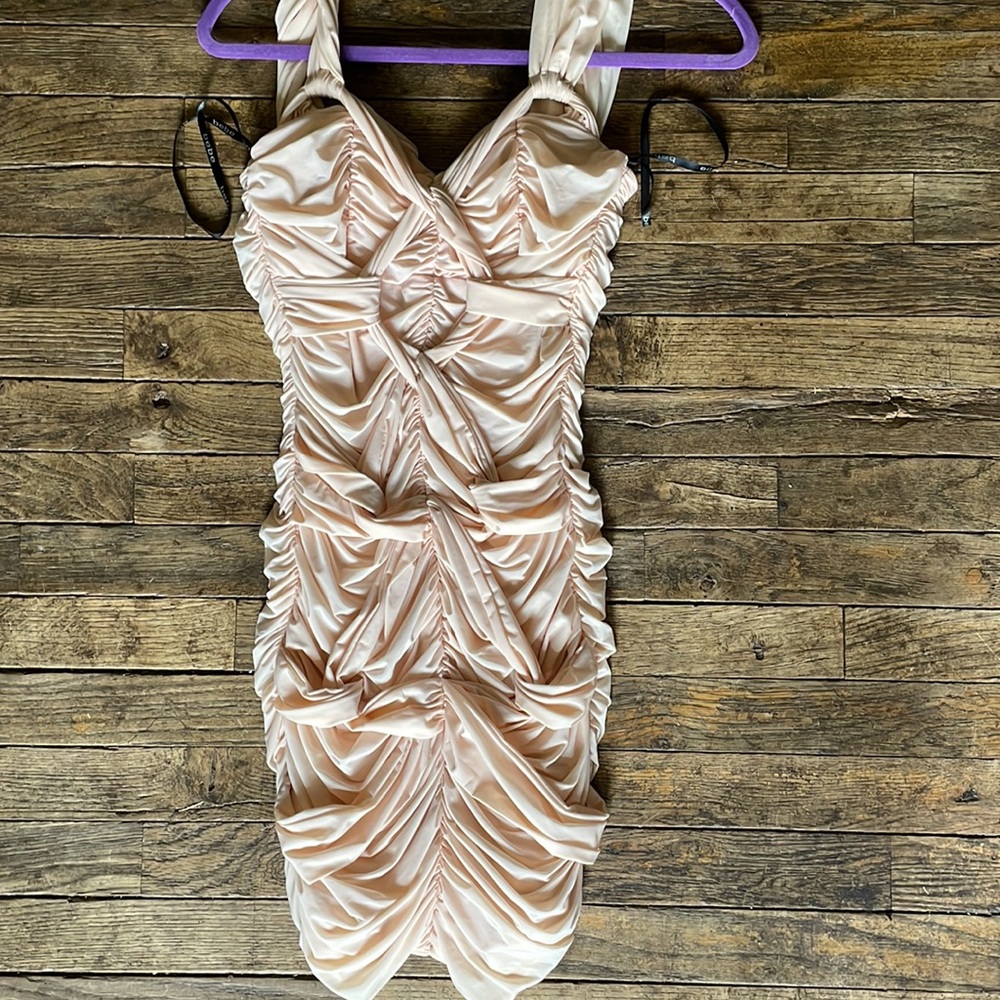 Bebe body on dress in nude peach